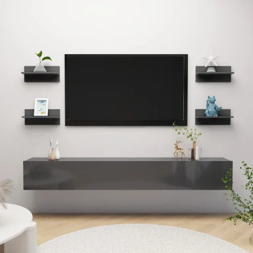 Estantes de Parede   40x11,5x18 cm Cinzento Brilhante (4 pcs)