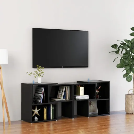Móvel de TV 104x30x52 cm Derivados de Madeira Preto Brilhante