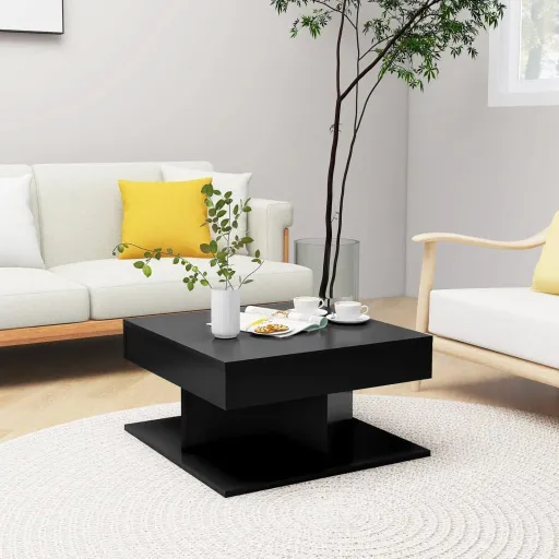 Mesa de Centro 57x57x30 cm Derivados de Madeira Preto