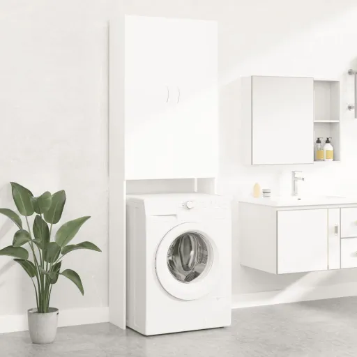 Armário Máquina de Lavar Roupa 64x25,5x190 cm Branco