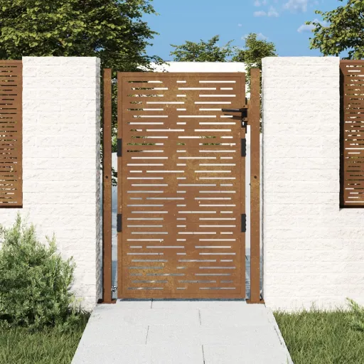 Portão de Jardim 100x150 cm Aço Corten Design Quadrado