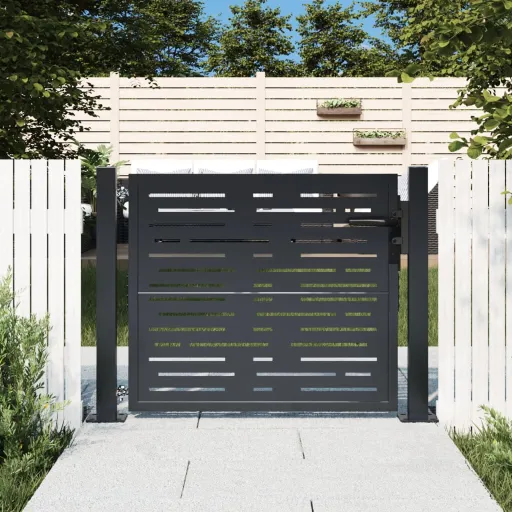 Portão de Jardim Antracite 100x75 cm Aço Design Quadrado