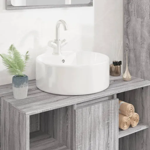 Lavatório Redondo 40x14,5 cm Cerâmica Branco
