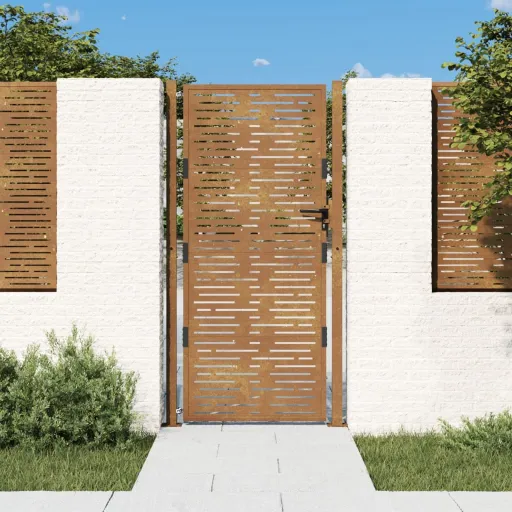 Portão de Jardim 100x175 cm Aço Corten Design Quadrado