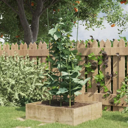 Suportes p/ Plantas de Jardim c/ 4 Anéis   90 cm Aço Verde (5 pcs)
