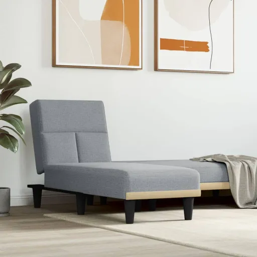 Chaise Longue Tecido Cinzento-Claro