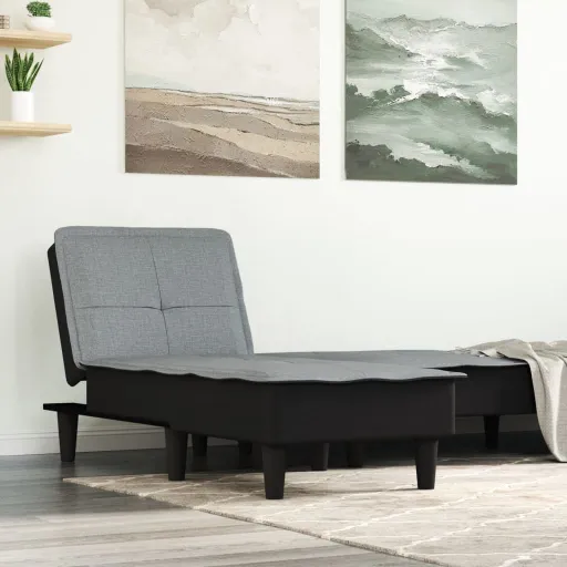Chaise Longue Tecido Cinzento-Claro