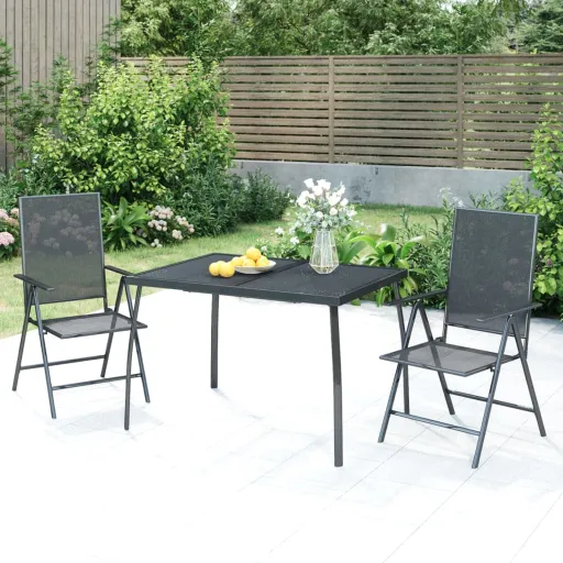 Mesa de Jardim 110x80x72 cm Malha de Aço Antracite