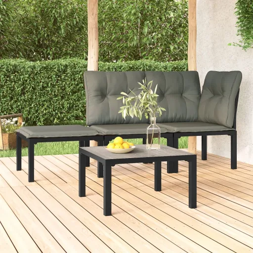 Mesa de Centro de Jardim 55x55x31 cm DPC e Aço Cinzento