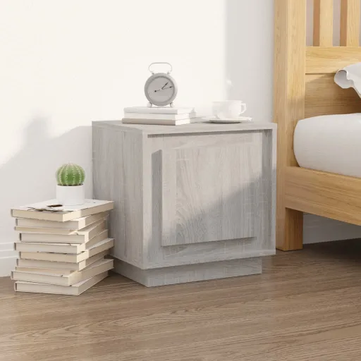 Mesa Cabeceira 44x35x45 cm Derivados de Madeira Cinza Sonoma