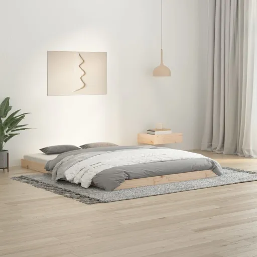 Estrutura de Cama de Casal 135x190 cm Pinho Maciço