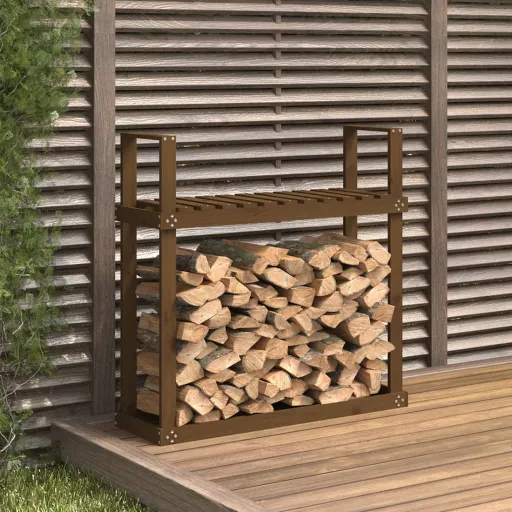 Suporte para Lenha 110x35x108,5 cm Pinho Maciço Castanho Mel