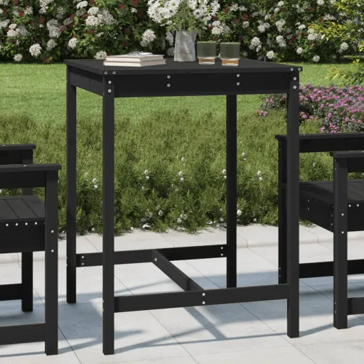 Mesa de Jardim 82,5x82,5x110 cm Madeira de Pinho Maciça Preto