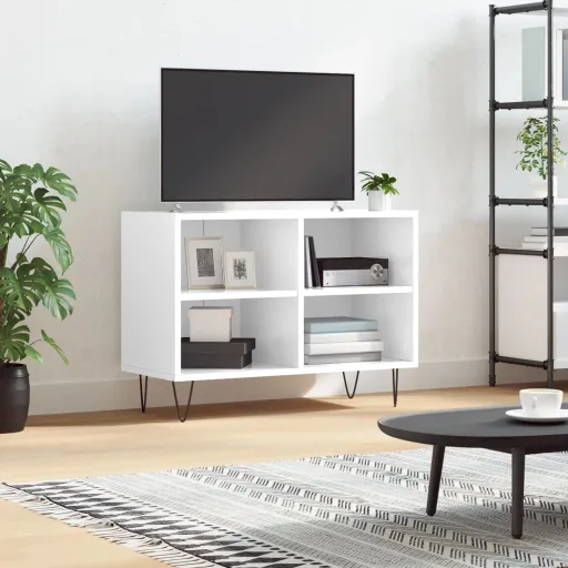 Móvel de TV 69,5x30x50 cm Derivados de Madeira Branco Brilhante