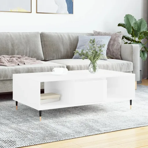Mesa de Centro 104x60x35 cm Derivados Madeira Branco Brilhante