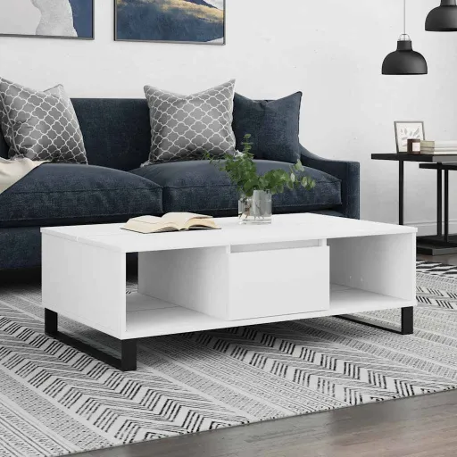 Mesa de Centro 104x60x35 cm Derivados de Madeira Branco