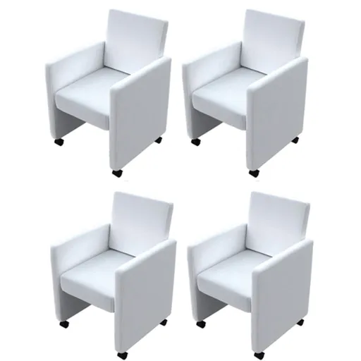 Cadeiras de Jantar   Couro Artificial Branco (4 pcs)