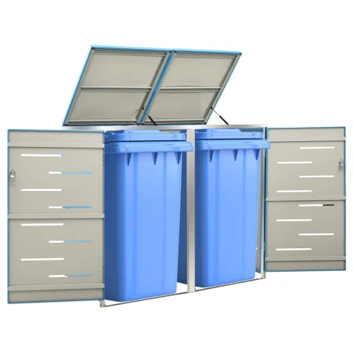 Abrigo Duplo para Caixote do Lixo 138x77,5x112,5 cm Aço Inox