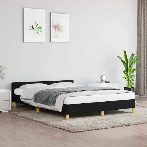 Estrutura de Cama Sem Colchão 140x200 cm Tecido Preto
