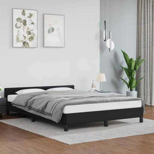 Estrutura Cama c/ Cabeceira Sem Colchão 140x190 cm Preto