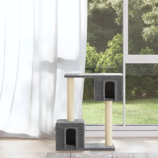 Árvore p/ Gatos c/ Postes Arranhadores Sisal 60 cm Cinza-Claro