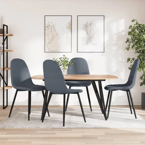 Cadeiras de Jantar   Veludo Cinzento-Escuro (4 pcs)
