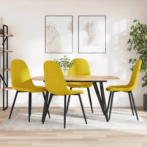 Cadeiras de Jantar   Veludo Amarelo Mostarda (4 pcs)