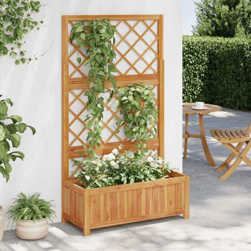 Floreira com Treliça 85x38x150 cm Madeira de Acácia Maciça