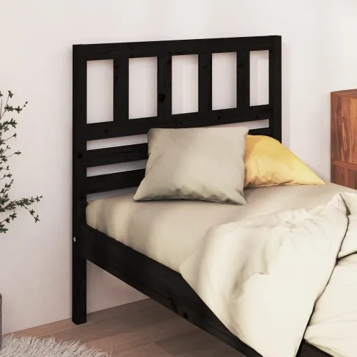 Cabeceira de Cama 96x4x100 cm Pinho Maciço Preto
