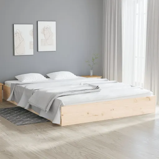 Estrutura de Cama Sem Colchão 140x200 cm Madeira Maciça