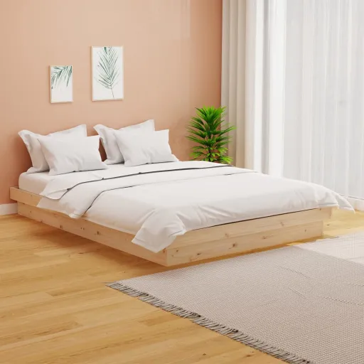Estrutura de Cama King 150x200 cm Madeira Maciça
