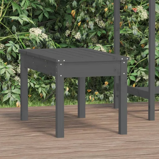 Banco de Jardim 80x44x45 cm Madeira de Pinho Maciça Cinzento