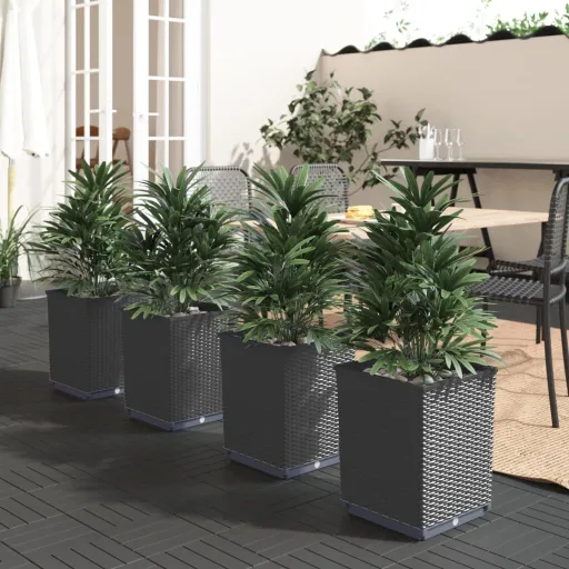 Vasos/Floreiras   30x30x37 cm Polipropileno Preto (4 pcs)
