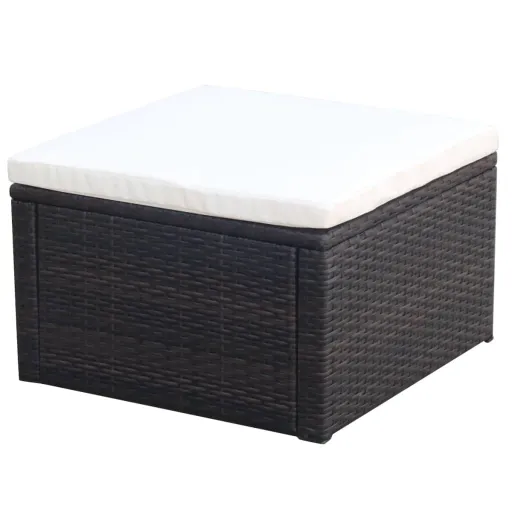 Banco Apoio de Pés/Otomano em Vime 53x53x30 cm Castanho