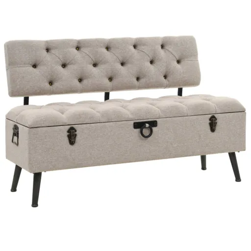 Banco de Arrumação com Encosto 110 cm Tecido Cor Creme