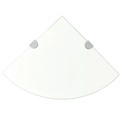 Prateleiras Canto   Suportes Cromados 25x25cm Vidro Transp. (2 pcs)