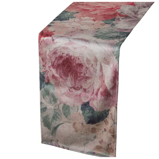 Caminho de Mesa Alexandra House Living Cor de Rosa Têxtil Veludo Floral