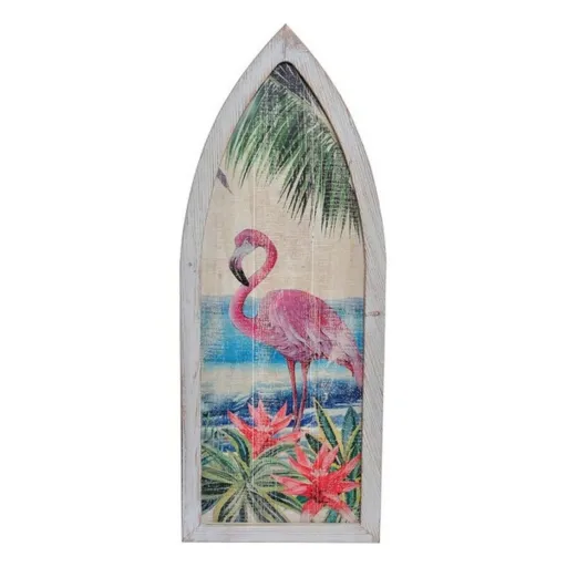 Decoração de Parede DKD Home Decor Madeira Flamimgo Rosa Tropical