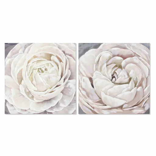 Tela DKD Home Decor Tela Madeira MDF 80 x 3 x 80 cm Flor