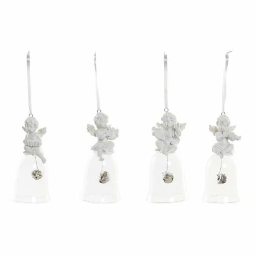 Adorno Natalício DKD Home Decor Resina Cristal Anjo (4 pcs) (5 x 5 x 10.5 cm)
