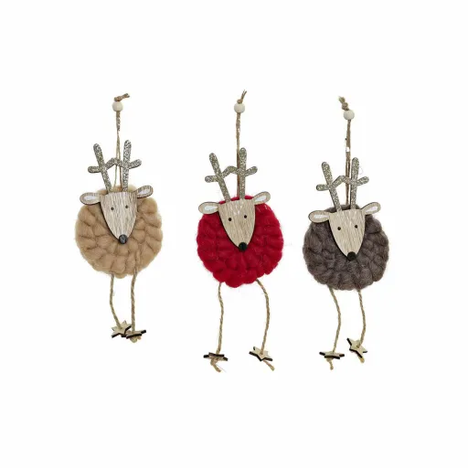 Adorno Natalício DKD Home Decor Poliéster Madeira Rena (3 pcs) (8 x 3 x 26 cm)