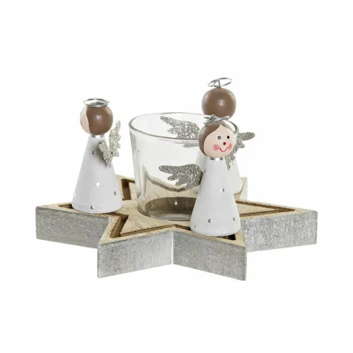 Castiçal Natalício DKD Home Decor Cristal Madeira (17 x 17 x 9 cm)