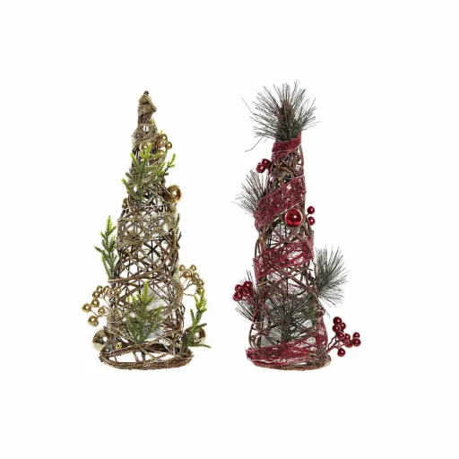 Árvore de Natal DKD Home Decor Vermelho Verde Dourado 16 x 16 x 41 cm Plástico (2 Unidades)