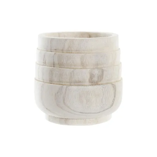 Plantador DKD Home Decor Castanho Natural Quadrado Boho 17 x 17 x 16 cm