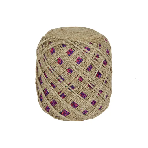 Repousa Pés Home ESPRIT Castanho Multicolor Juta 40 x 40 x 45 cm