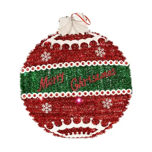 Bola de Natal Krist+ Branco Vermelho Prateado Prata Polipropileno PET Plástico Leve LED