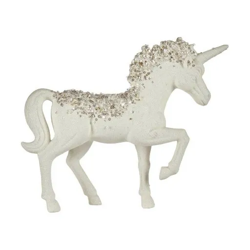 Figura Decorativa Krist+ Branco Unicórnio 9,5 x 31 x 40 cm