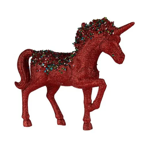 Figura Decorativa Krist+ Azul Vermelho Unicórnio 9,5 x 31 x 40 cm