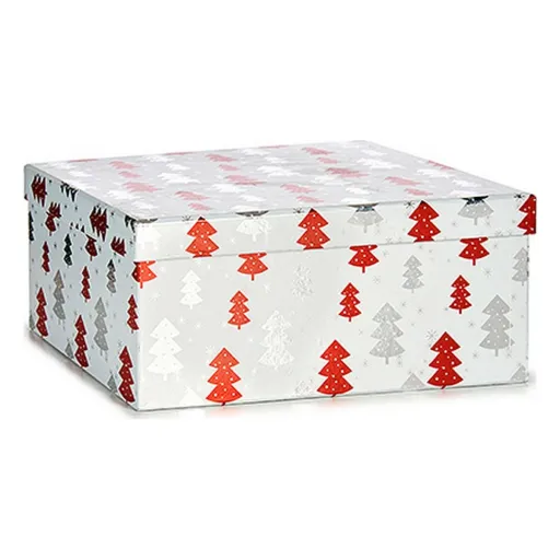 Caixa de Oferta Krist+ Branco Vermelho Prateado Prata Natal Árvore de Natal 28,5 x 17 x 37,5 cm