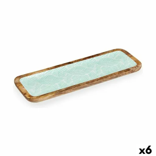 Centro de Mesa Gift Decor Branco Castanho Verde Poliéster Resina Madeira de Mangueira 45 x 15 cm 15,2 x 2,54 x 45,7 cm Folha de